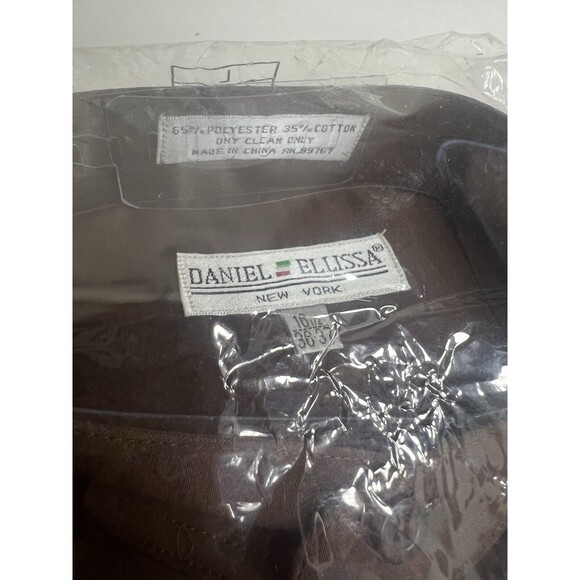 DANIEL ELLISSA MENS DRESS SHIRT BANDED COLLAR SEALED NWT 16.5 BROWN - Picture 6 of 9